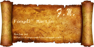 Fonyó Martin névjegykártya